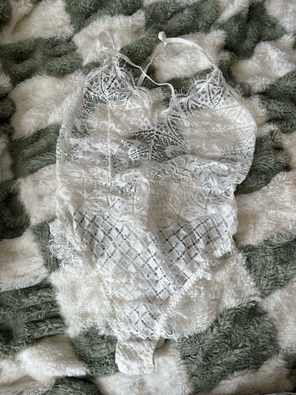 White Lace Bodysuit Chemise - Delicate Women's Intimates